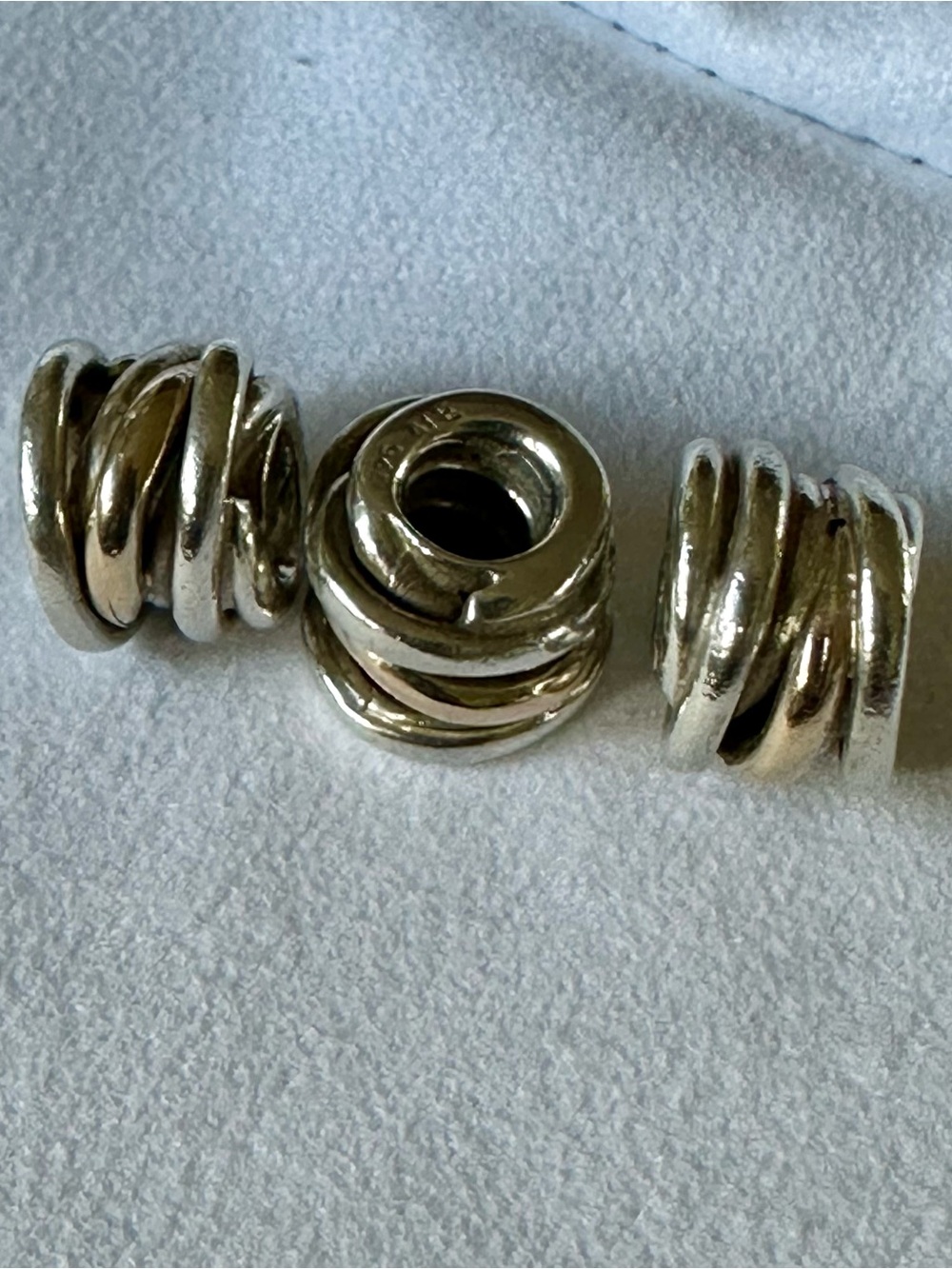 Trio of Retired Pandora Two-Tone Swirl Charms